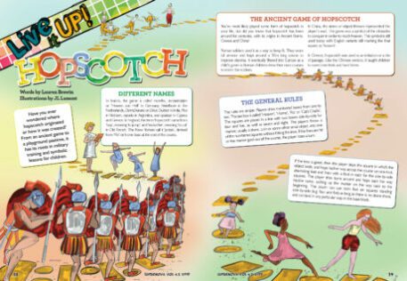 A spread of the Supernova magazine about hopscotch