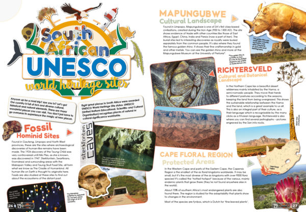 A spread of the supernova magazine about South African Unesco
