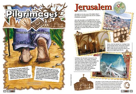 A spread of the supernova magazine about Pilgrimages