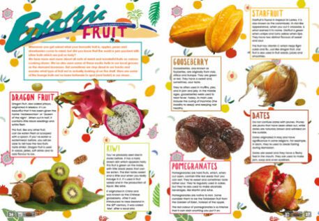 A spread of the supernova magazine about exotic fruits.