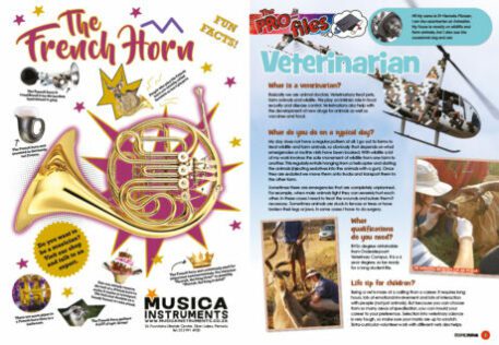 A spread of the supernova magazine about the french horn.