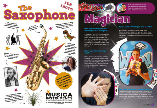 A spread of the Supernova Magazine about the saxophone