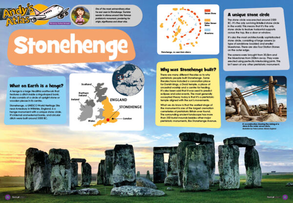 A spread of the Supernova Magazine about Stonehenge