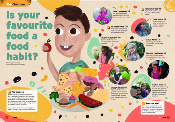 A spread of the Supernova Magazine about your favourite food habit.