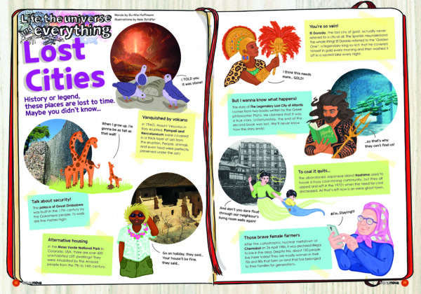 A spread of the Supernova Magazine about the lost cities