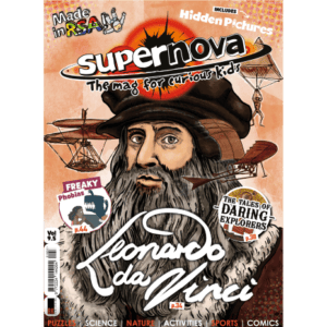The cover art for Supernova volume 9.5, featuring Leonardo da Vinci.