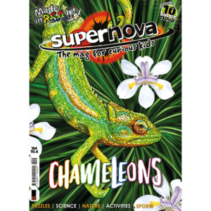 The cover art for Supernova magazine 10.4, featuring a chameleon.