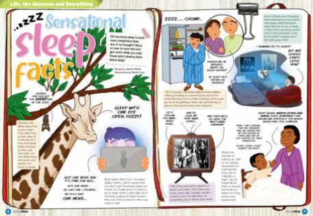 A spread of the Supernova magazine about sleep facts